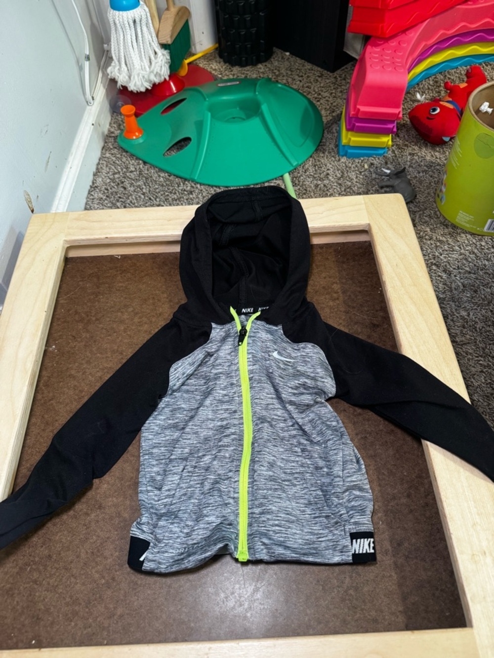Nike Black & Gray Zip-Up Jacket with Neon Green Trim 24M